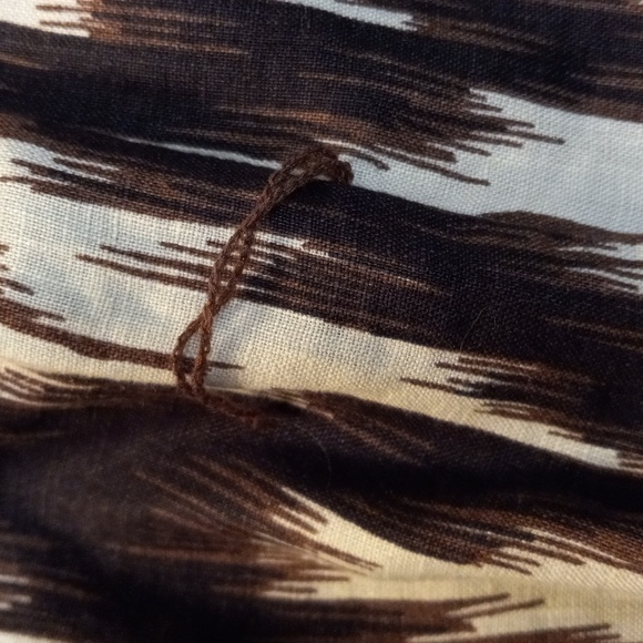 Chico's 1.5 M Shirt Dress Abalone Shell Buttons Front Brown White Black Midi - Picture 8 of 13